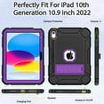 thumbnail image 6 of AVAWO Case for New iPad (A16) 11th Generation 11 Inch 2025 & iPad 10th Generation 10.9" 2022, Heavy Duty Military Grade Shockproof Rugged Protective Cover, Black+Purple, 6 of 7