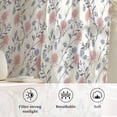 thumbnail image 6 of Red Blue Spring Floral Semi Sheer Curtains Drapes for Living Room,Bedroom,French Doors Window 54 Inches Long,Flowers Leaves Pastoral Botanical Rod Pocket Chiffon Curtain Drapery Voile Draperies Panel, 6 of 8