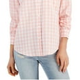 thumbnail image 3 of Style & Co Women's Cotton Gingham Boyfriend Shirt Pink Size Petite Small, 3 of 3