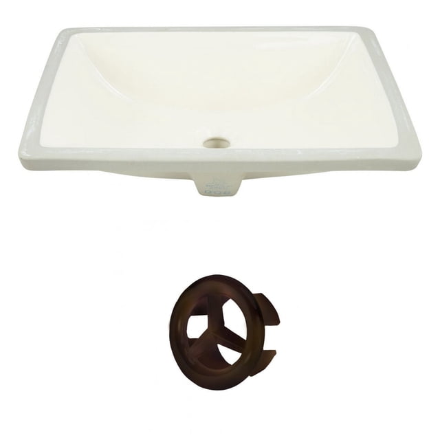 20.75-in. W Rectangle Bathroom Undermount Sink Set In Biscuit - Oil Rubbed Bronze Hardware AI-20436