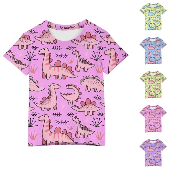 SGFCWSX Girls Short Sleeve T Shirts, Teens Tees Crewneck Graphic Summer Casual Tops Pink Size 13-14 Years