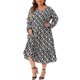 thumbnail image 2 of Vestido de mujer de talla grande Agnes Orinda, estampado floral bohemio, cuello en V, manga larga, dobladillo con volantes, largo, 3X, negro, 2 of 6