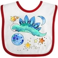 thumbnail image 3 of Inktastic Stegosaurus Space Dinosaur with Stars and Planet Boys or Girls Baby Bib, 3 of 4
