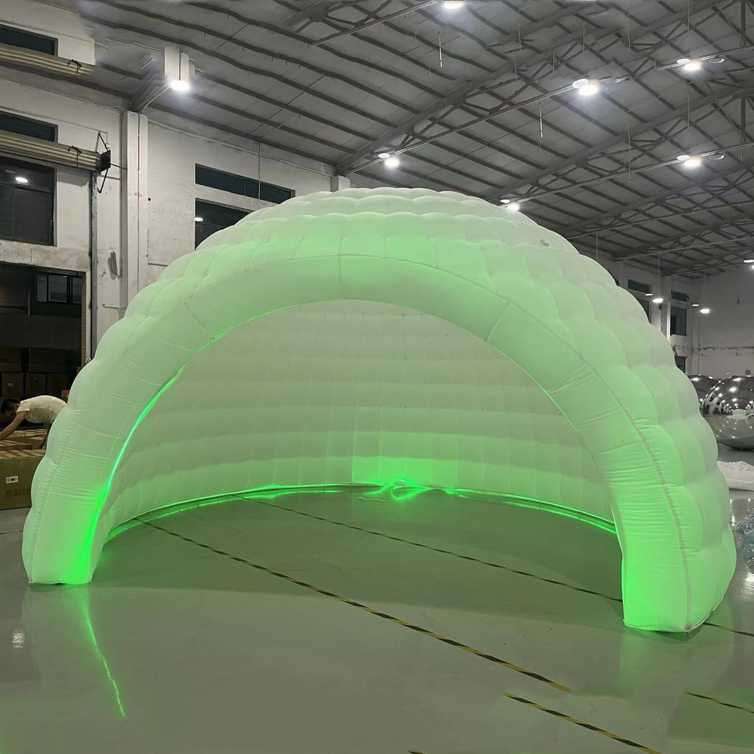 Striking Inflatable Igloo Dome Tent with Led Strips & Big Opening Outdoor Portable Nightclub Disco Igloo Party Wedding House White Oxford Air Marquee for Events (26.2Ft 8m D)
