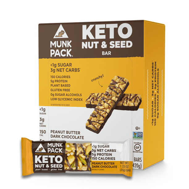 Munk Pack Peanut Butter Dark Chocolate Nut & Seed Bar 12pk Walmart