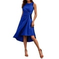 thumbnail image 2 of Vestido sin mangas con cintura fruncida y corte en A para mujer - Dobladillo asimétrico, vestido midi de cóctel para verano, 2 of 7