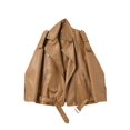 thumbnail image 1 of -Chaqueta de cuero sintético para mujer, abrigo holgado con cremallera y cinturón, prenda de vestir elegante para primavera y otoño, 1 of 5