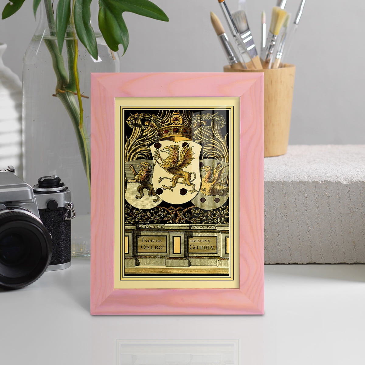 Family Crest II -Framed Print w/glass-Sunset Pink