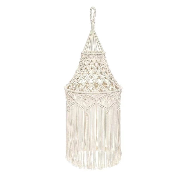 Bohemian Macrame Cotton Rope Lamp Shade, Handwoven Lampshade for Living Room Nursery and Boho Home Decor