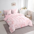thumbnail image 3 of Manfei Cute Cartoon Bowtie 7-Piece Bedding Comforter Set,Ribbon Bow King Bedding Sets,Pink Bowknot Bed Sheets For Girls Kids,Microfiber Bedroom Decor Reversible, 3 of 8