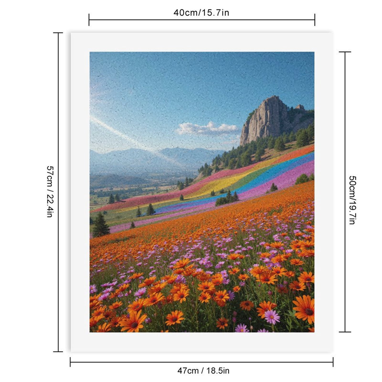 Paint By Numbers Kit for Adults Beginner - Radiant Colorful Flower Hillscape DIY Canvas Painting Kits for Adults, Frameless Paint By Number for Adults for Home Wall Decor 16x20 Inch