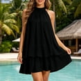 thumbnail image 2 of XIAONU Women's Halter-Neck Tiered Mini Dress Sleeveless Summer Party Short Flowy Gown, 2 of 9