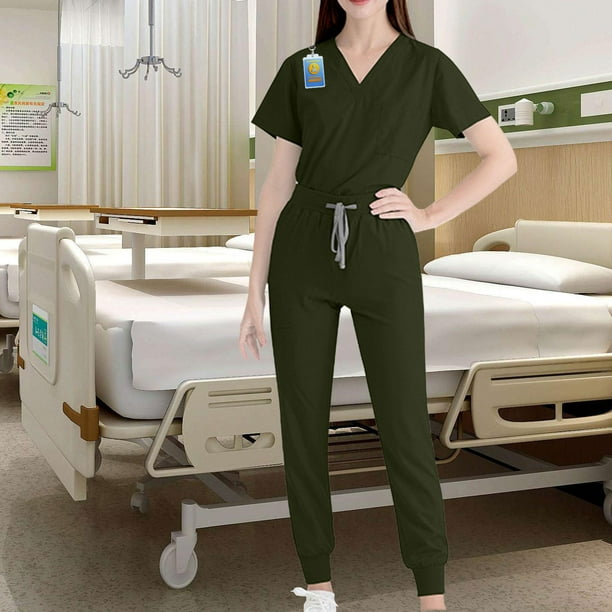 STARTIST Ensemble de Gommage Uniforme Infirmiere Haut et Pantalon V Decollete Vetements de Travail Costumes XL Walmart