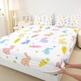 thumbnail image 4 of Erosebridal Watercolor Cartoon Rabbit Pattern Bed Sheets,Colorful Geometric Polka Dots King Sheets 4-Piece, 4 of 6