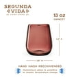 thumbnail image 4 of Segunda Vida Rosado Stemless Wine Glasses, Made in Mexico, 13oz Set of 2, 4 of 7