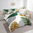 thumbnail image 3 of Manfei Tropical Monstera Leaf 7-Piece Twin Bedding Sets,Modern Geometric Aesthetic Bedding Comforter Set,Black Stripes Lines Sheet Sets For Men Women,Microfiber Bedroom Decor Reversible, 3 of 8