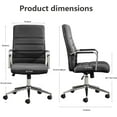 thumbnail image 6 of Office Desk Chair Leather, Conference Room Chairs with Wheels, Modern Executive Office Chairs Adjustable Height, Ergonomic Swivel Rolling Ribbed Computer Chair(Black), 6 of 7