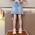 thumbnail image 2 of Girls Jean Skirt Elastic Waist Denim Mini Skirt Cute Jean Skirt Back to School Outfits Skirt for Girls 13-14 Years, 2 of 9