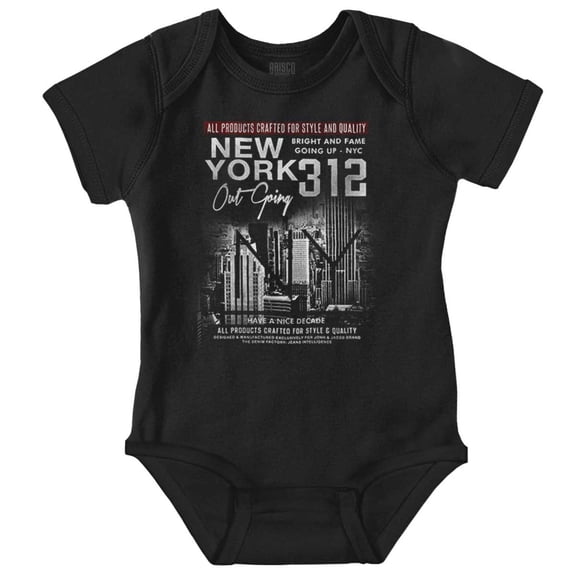 New York 312 Out Going Fame Up Romper Boys or Girls Infant Baby Brisco Brands NB