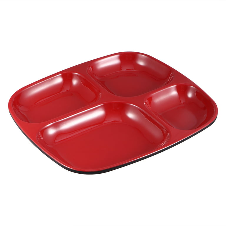 Hemoton Divided Plates 4 Compartments Plastic Divided Dinner Tray Rice Tray  Tableware for Home Restaurant Dinner