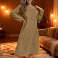 thumbnail image 7 of WMTBSRSW Women's Flannel Nightgown Fuzzy Fleece Long Sleeve Sleep Dress Cozy Plush Warm Winter Crewneck Pajamas Nightdress Solid Loungewear L, 7 of 7