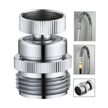 Fixdono Swivel Faucet Adapter Kit, Brass 3/4" Faucet to Garden Hose Adapter, Chrome Silver
