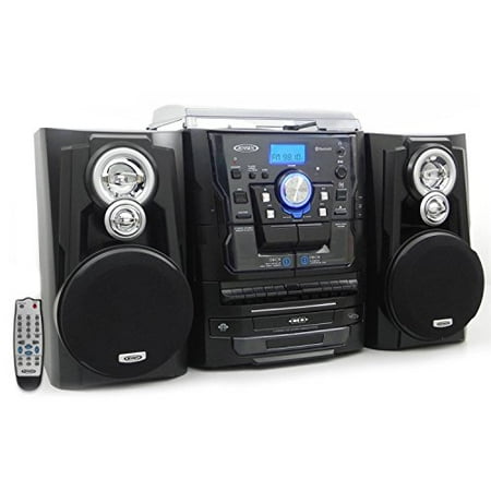 - JENSEN JENJMC1250B Jensen JMC-1250 Bluetooth 3-Speed Stereo Turntable and 3 CD Changer with Dual Cassette Deck