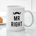 thumbnail image 3 of CafePress - Mr. Right Text Design With Mustache Mug - 11 oz Ceramic Mug - Novelty Coffee Tea Cup, 3 of 4