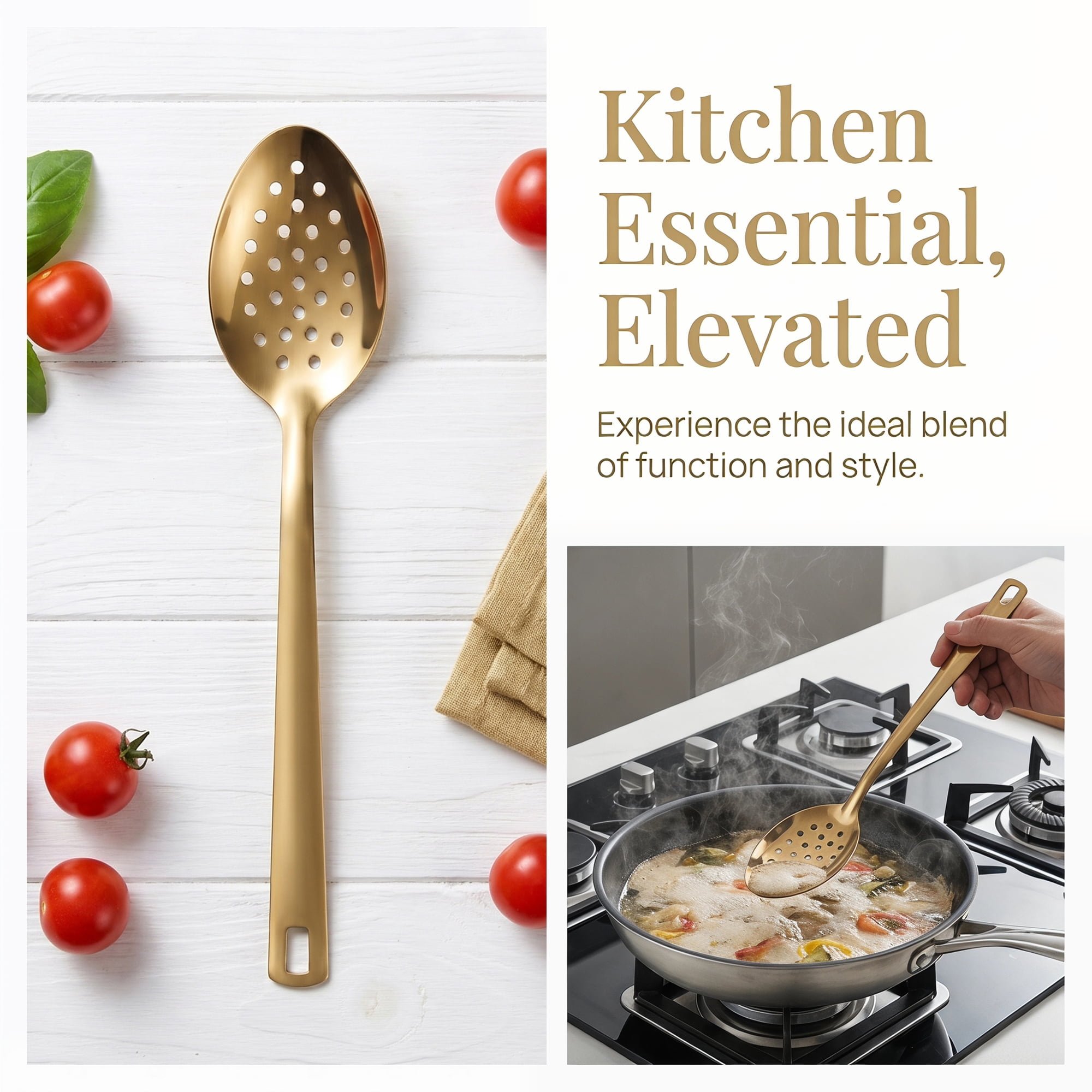 Unique Bargains Non Stick Heat Resistance Stainless Steel Slotted Spoon A 10.6" x 2.4"