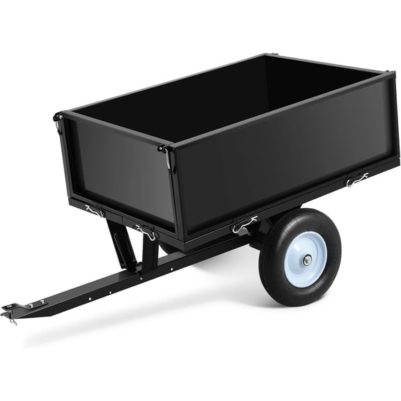 Accreate 12 Cu.Ft. Garden Utility Trailer - Heavy Duty Steel Dump Cart for Lawn Mower, ATV, UTV with Easy Dumping