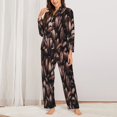 thumbnail image 3 of Junzan Coffee Bean Print Womens Pajama Sets,Long Sleeve Button Down For Women Pjs 2 Piece, 3 of 9