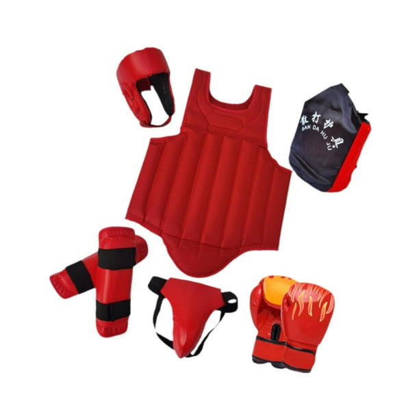 Set de equipo Sanda con guantes de boxeo para entrenamiento deportivo, taekwondo y artes marciales. rojo m