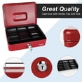 thumbnail image 4 of Metal Cash Box with Lock and 2 Keys, Portable Lockable Cash Box with Removable 5-Compartment Coin Tray for Office, Retail, Home and Events, 4 of 7