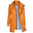 thumbnail image 2 of MKLEKYY Vestes d'Automne Grande Taille pour Femmes Mode Unie à Capuche Col Décontracté Ample Manches Longues Imperméable, 2 of 7