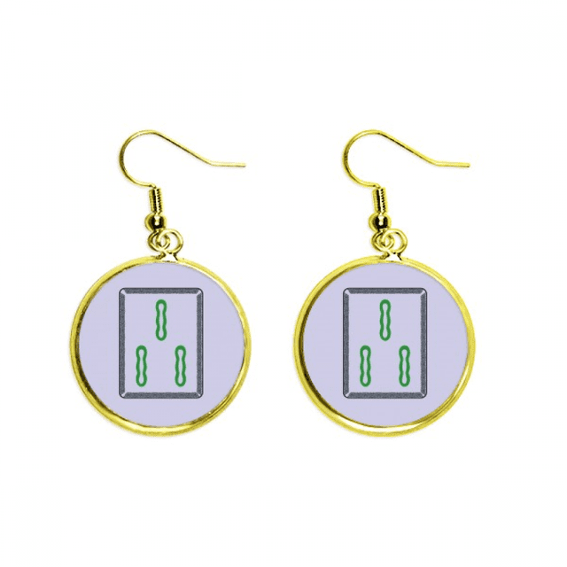 Mahjong azulejos patrón Bamboo Bar 3 Ear Dangle Golden Drop Earring Jewelry Mujer Unbranded M