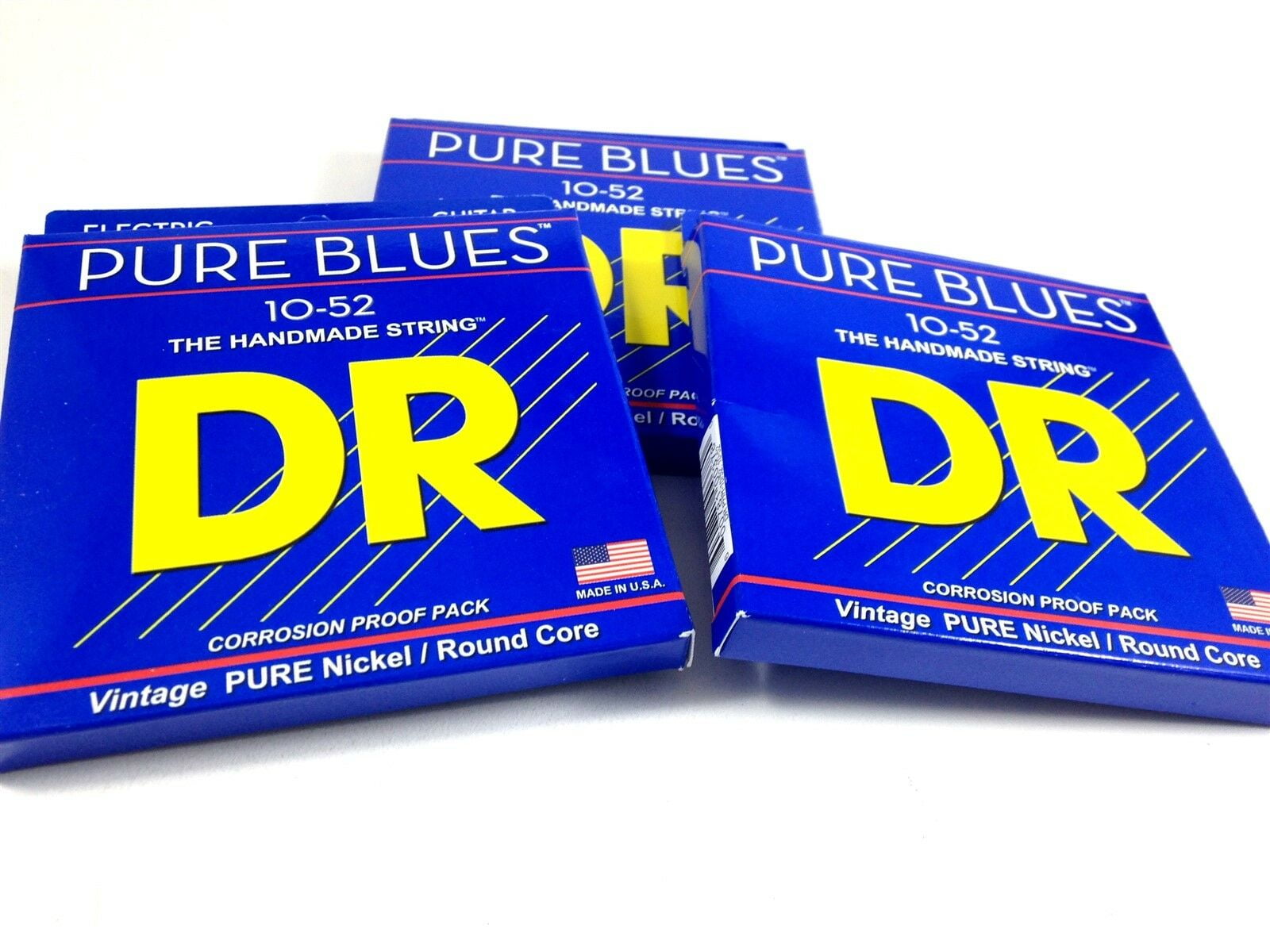 DR Guitar Strings Electric Pure Blues 3 Pack Vintage Pure Nickel 10-52