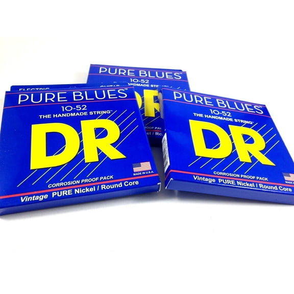DR Guitar Strings Electric Pure Blues 3 Pack Vintage Pure Nickel 10-52