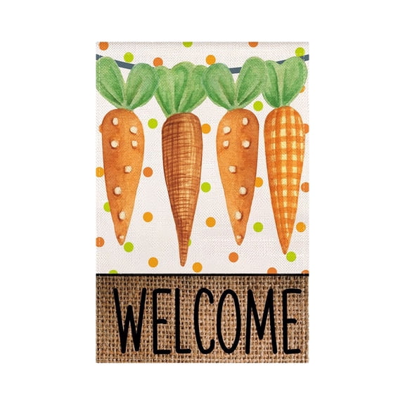 Cinvoph Happy Easter Garden Flag Spring Outdoor Decor Spring Welcome Flag Doubles-sided Decorative Bunny Eggs Carrot Yard Flag 12"x18"