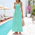 thumbnail image 2 of Women's Summer Dresses Plaid Flowy Maxi Beach Dress Sleeveless Square Neck A-Line Casual Beach Vacation Long Sundress, 2 of 6