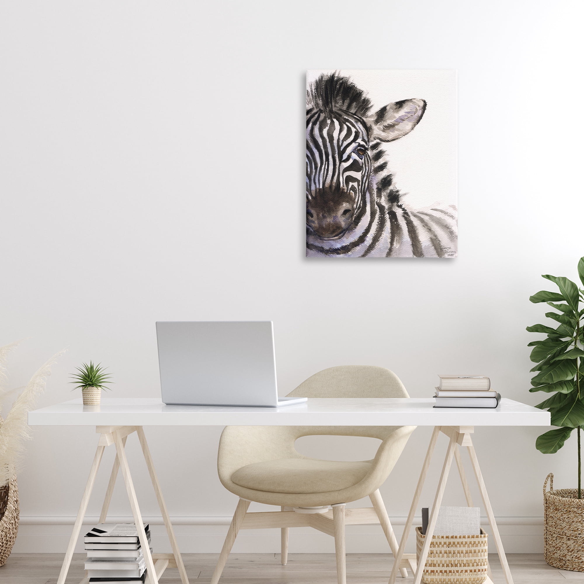 Stupell Industries Zebra Portrait on White Canvas Wall Art, design by George Dyachenko