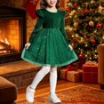 UKHCCC Girls Velvet Party Dress, Long Puff Sleeve Ruffle A-Line Mini ...