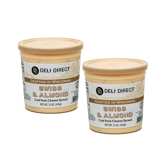 Wisconsin Cheese Spread for Crackers, Pretzels, Sandwiches, or Vegetables, Spreadable Cheese, Great for Charcuteries, 2 Pack, 15 oz Each, Refrigerated (Swiss and Almond)