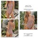 thumbnail image 5 of Traje de baño de una pieza para mujer, traje de baño femenino de fibra de poliuretano de poliéster, Color puro, cuello en V profundo, cintura alta, Espalda descubierta, sin mangas, 5 of 6