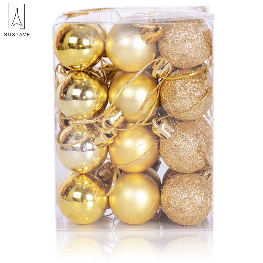 Gustave Baubles Hanging Glitter Multi-color Plastic Christmas Ball Ornaments, 24 Count (1.18")