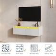 thumbnail image 4 of Hironpal Modern Floating TV Stand for 32 37 43 55 inch TV, TV Media Console for Living Room, Bedroom, Wall-Mounted Entertainment Center with 2 Flip-Down Cabinet Doors, LED Lights, White, 4 of 8