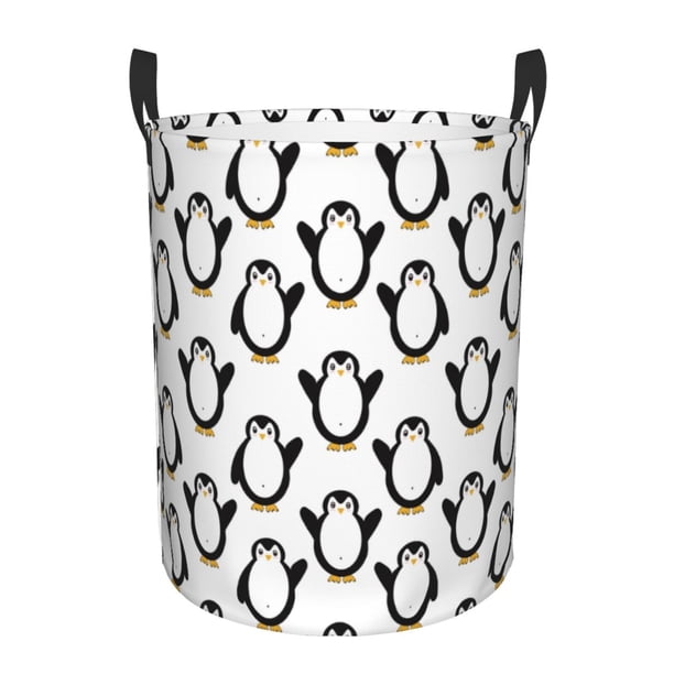 Balery Lovely Penguin Cesta de ropa redonda con asas, impermeable, independiente, para ropa, juguetes, dormitorio y familia-Medium