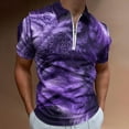 thumbnail image 2 of Purple Wolf Men Zipper T-shirt Summer Casual Short Sleeve T-shirt Top, 2 of 7