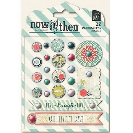 My Minds Eye Now & Then Mildred Decorative Brads 22/Pkg -Girls