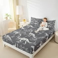 thumbnail image 4 of Manfei Wild Animal Dinosaur Full Size Sheets,Gothic Skeleton Bed Sheets,Gray White Sheet Sets For Girls Boys,Breathable Home Decor,4pcs, 4 of 7