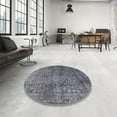 thumbnail image 3 of Ahgly Company Indoor Round Mid-Century Modern Gray Oriental Area Rugs, 3' Round, 3 of 6